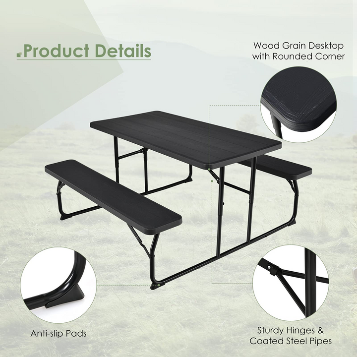 Giantex Folding Picnic Table Bench Set, Outdoor Dining Table Set