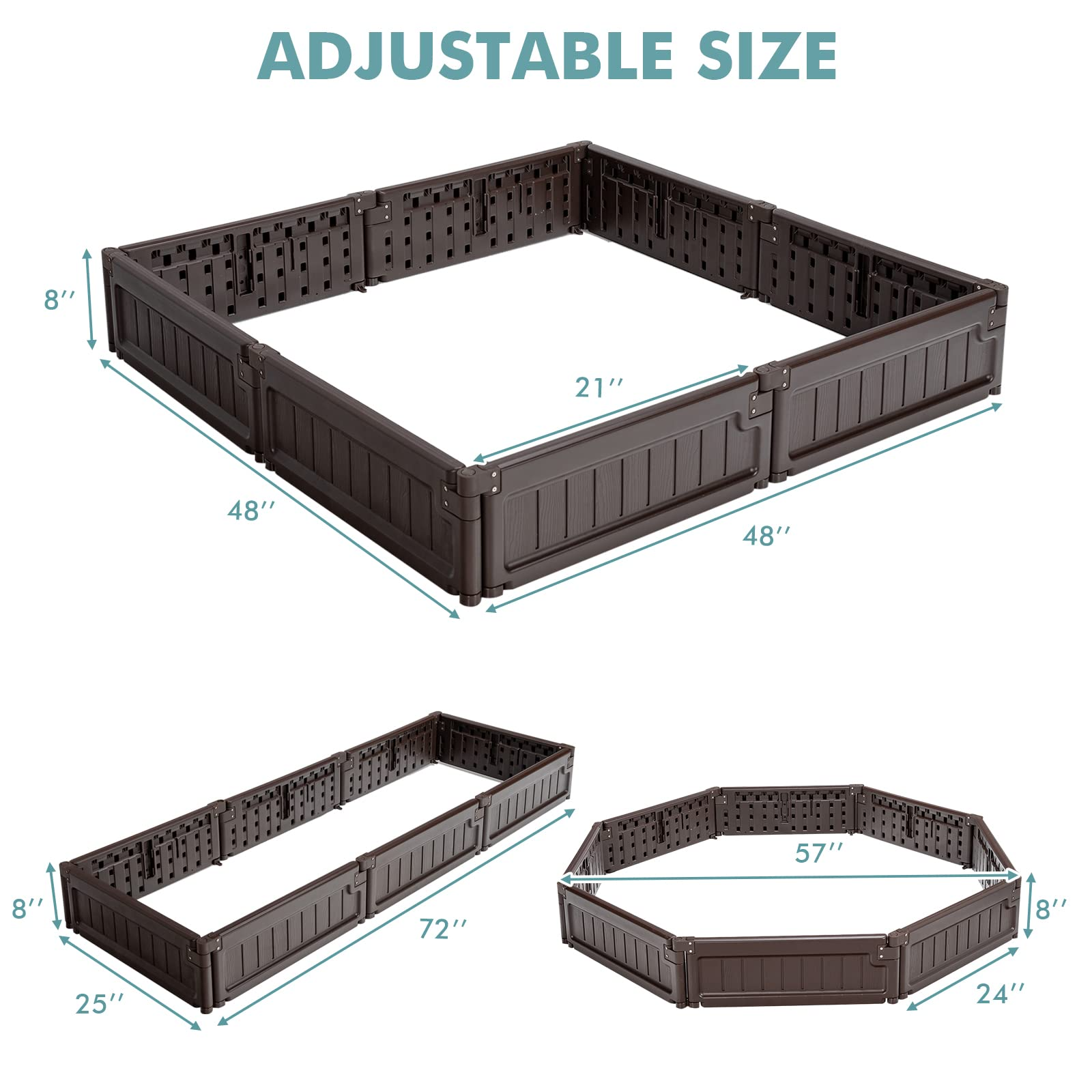 4x4 Ft Planter Raised Bed, Octagon Garden Bed for Vegetable Flower Succulents Fruits