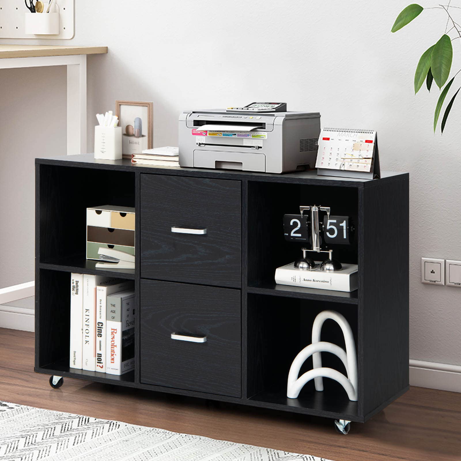 Giantex File Cabinet Office Organization - Filing Cabinet W/ 2 Drawers, 4 Open Compartments