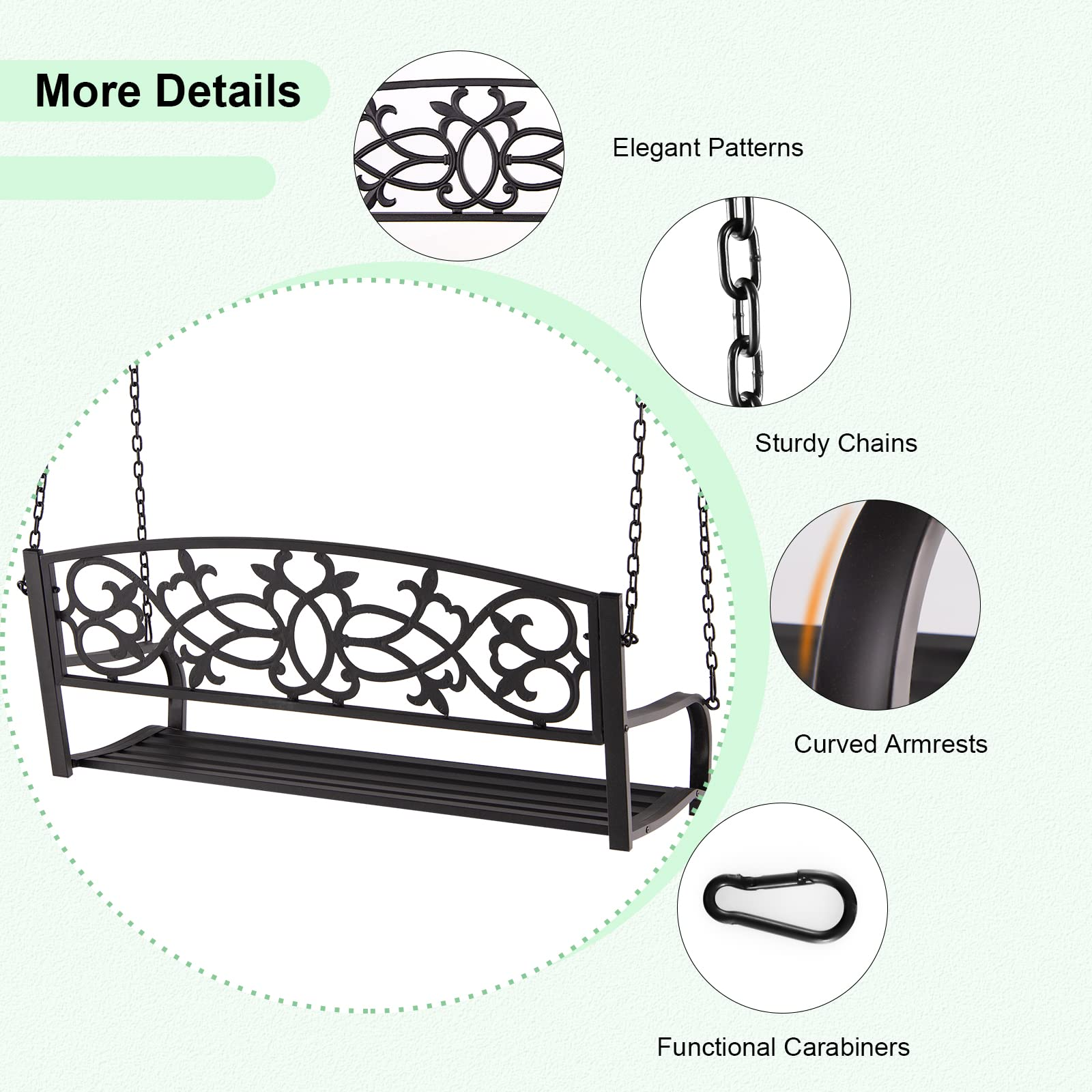 Giantex Patio Metal Porch Swing