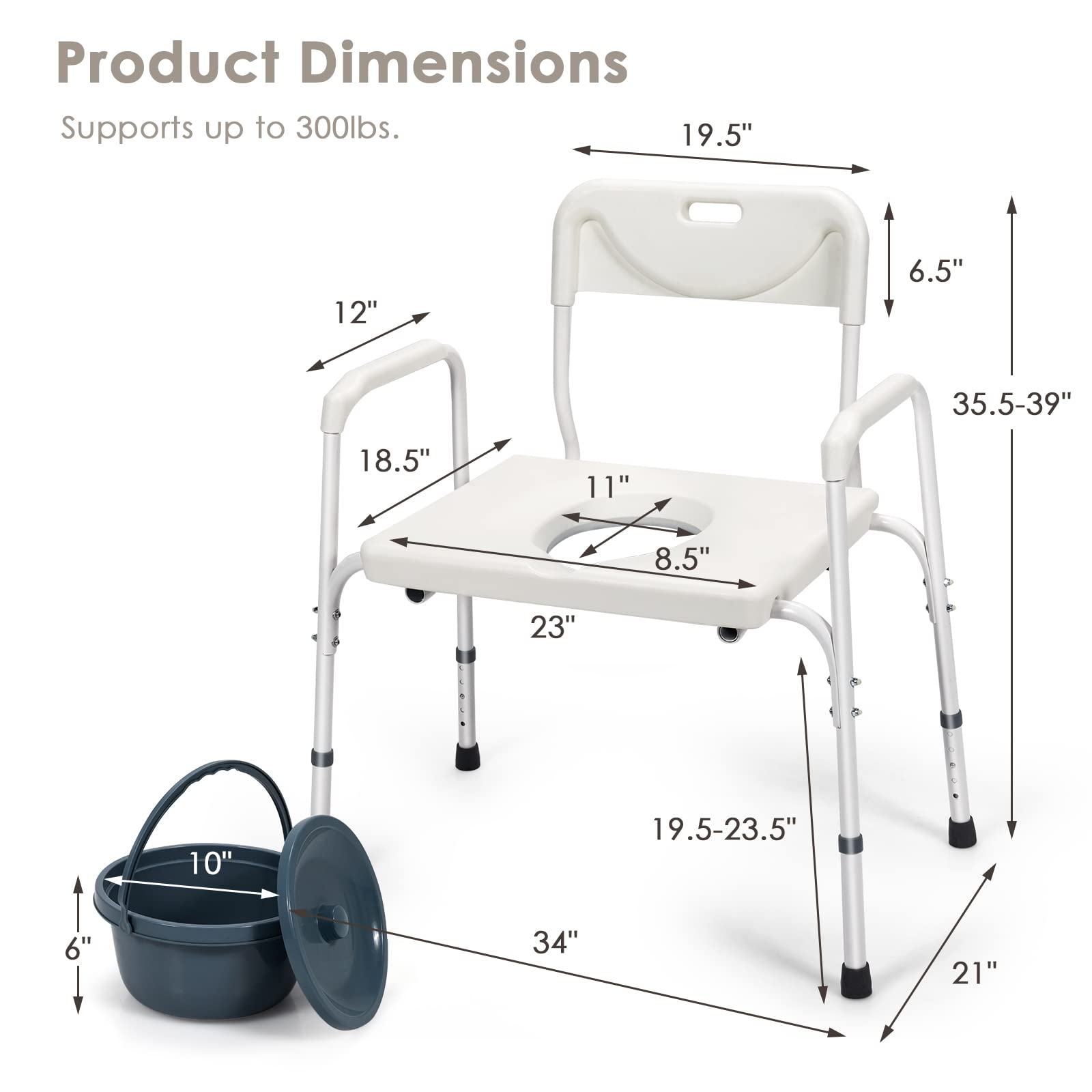 Giantex 3-in-1 Bedside Commode Chair