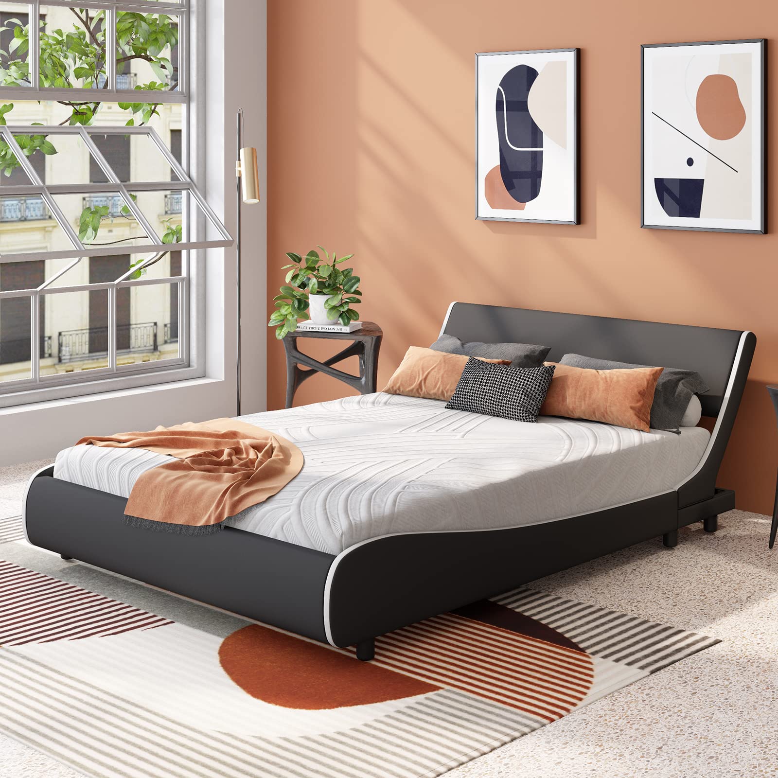 Upholstered Platform Bed Frame - Giantex