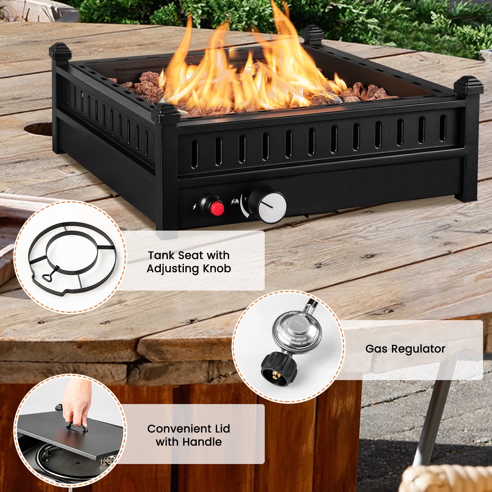 Giantex Outdoor Tabletop Fire Pit - 16.5 Inch Propane Fire Pit