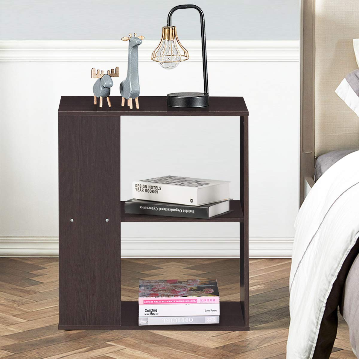 Giantex End Table with Shelves 3-Tier Open Storage