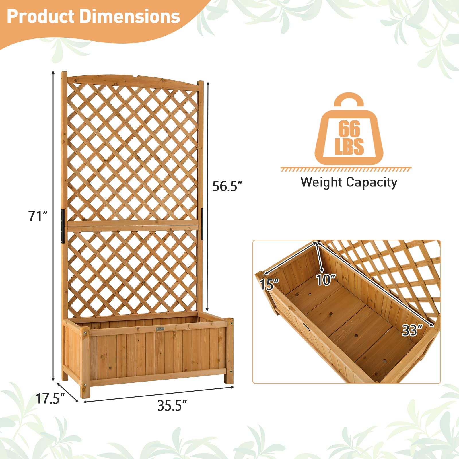 Planter Raised Bed with Trellis - Giantex