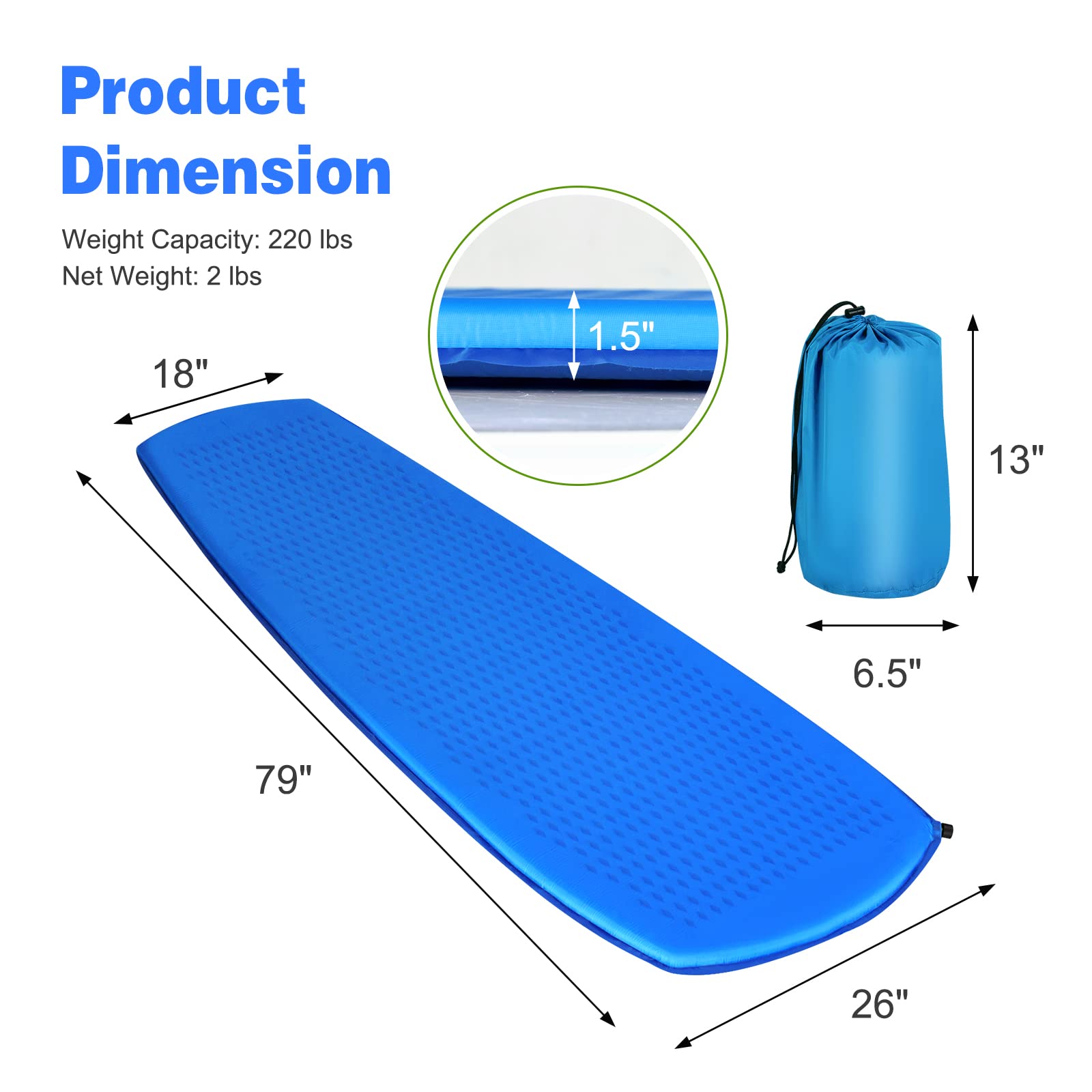Waterproof Camping Air Mattress w/Carrying Bag for Tent | Camping Sleeping Pad