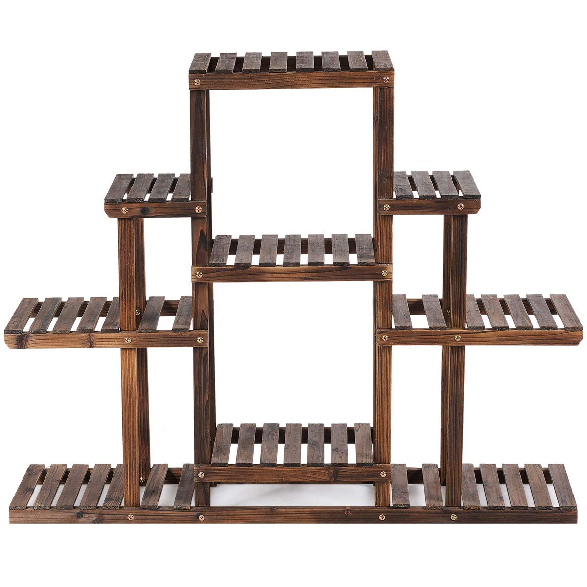 Giantex Flower Rack Wood Plant Stand Wood Shelves Bonsai Display Shelf