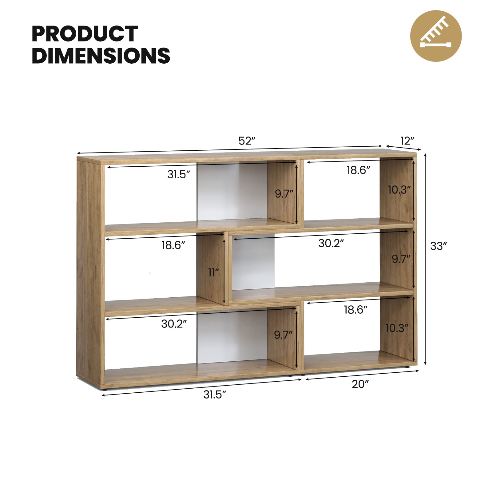 Giantex Open Shelf Bookcase, Separable Cube Bookshelf TV Stand w/ 6 Grids