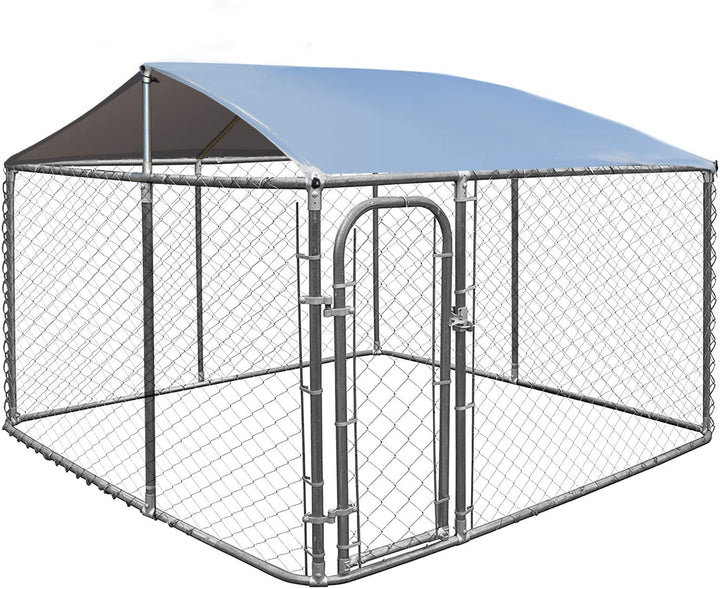 Chain Link Fence Dog Enclosure With Roof Giantex Outdoor Dog