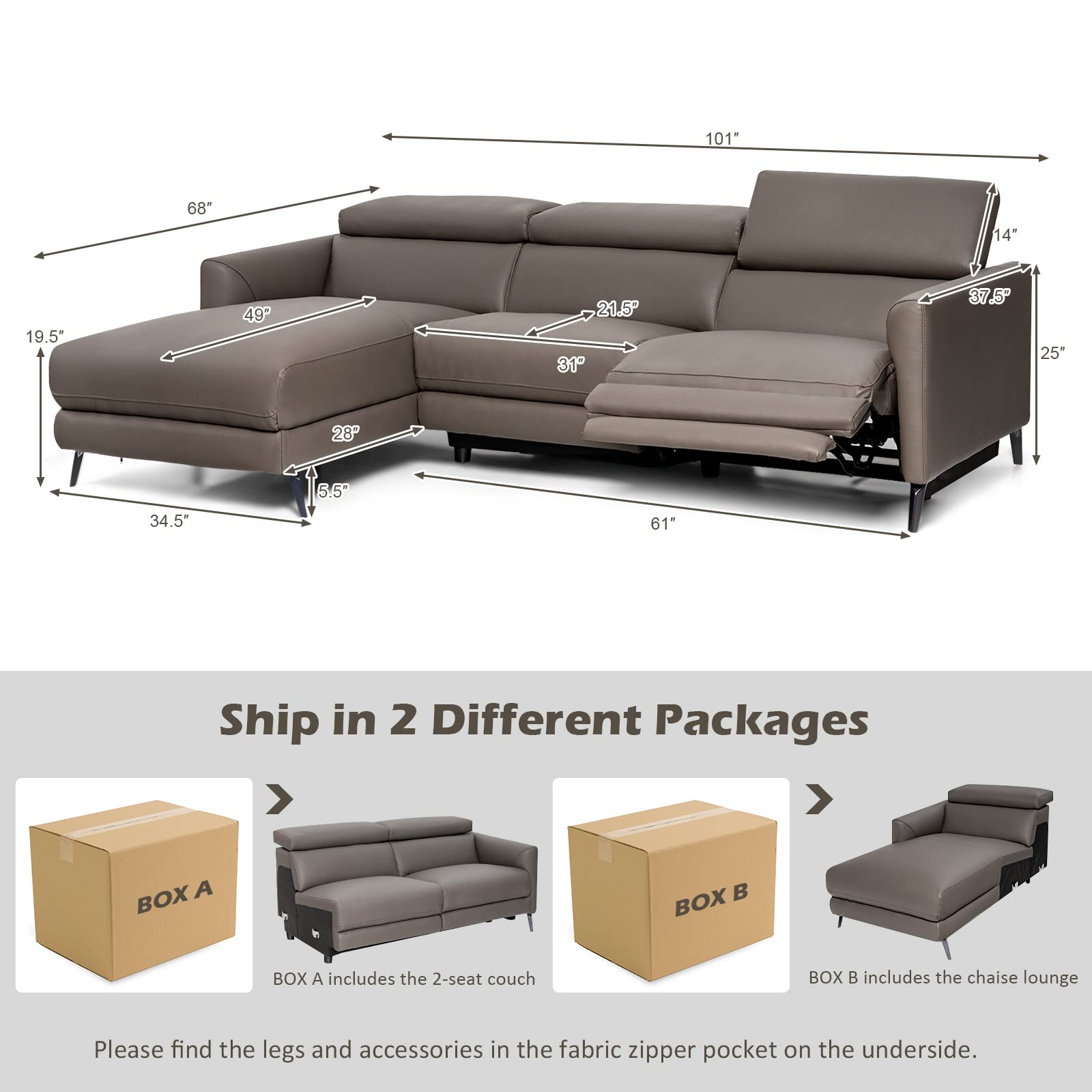Giantex Upholstered Sectional Sofa Couch