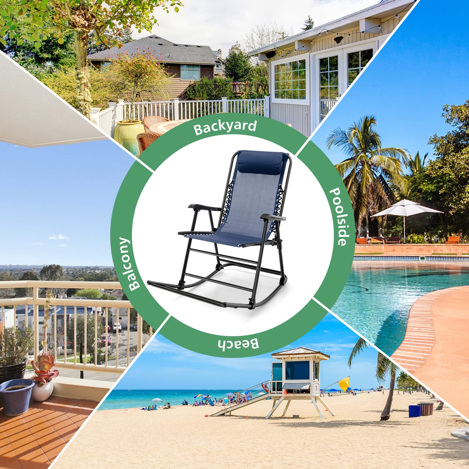 Giantex Rocking Camping Chair Folding - Outdoor Rocker Camping Chair