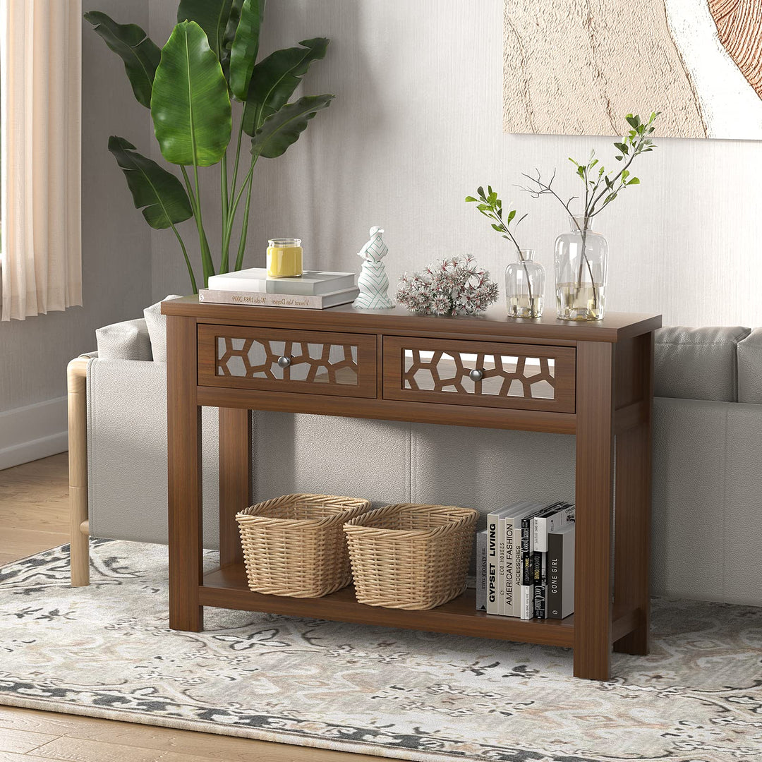 Giantex 2-Tier Console Table with Drawers