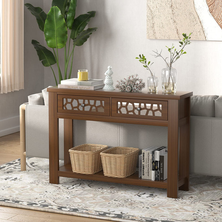 Giantex 2-Tier Console Table with Drawers