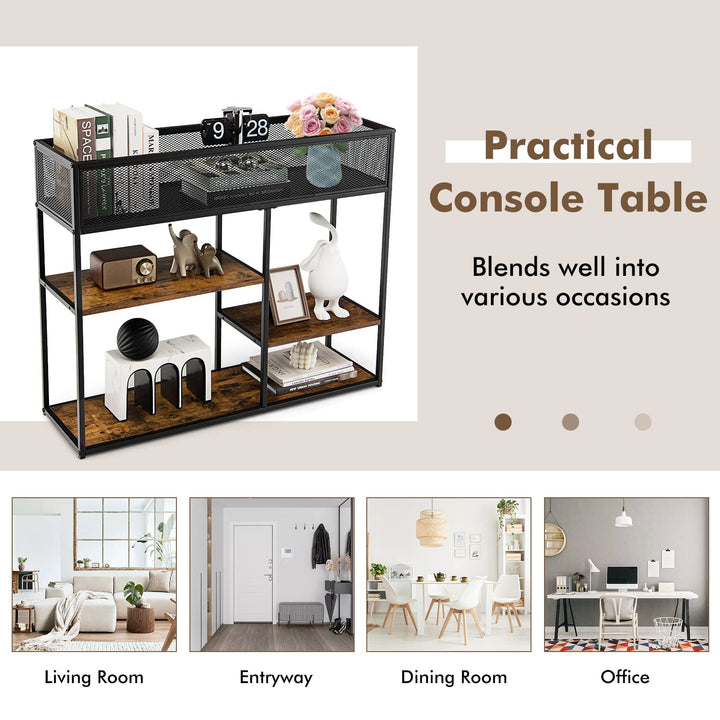 Giantex Hallway Table for Entryway - 4-Tier Console Table for Entryway with Wire Basket