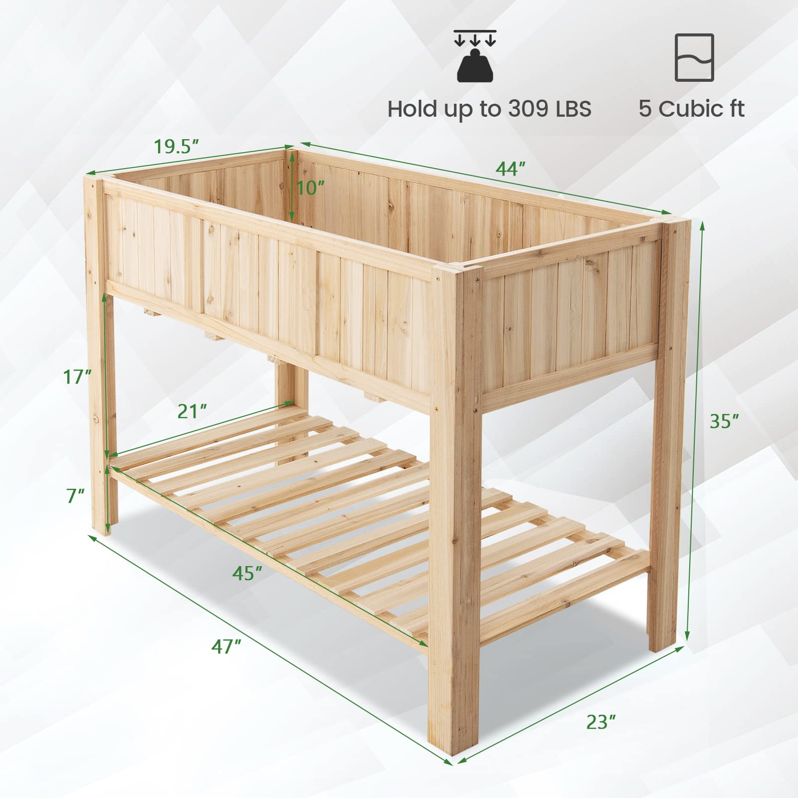 Giantex Raised Garden Bed, Wooden Planter, Black Liner