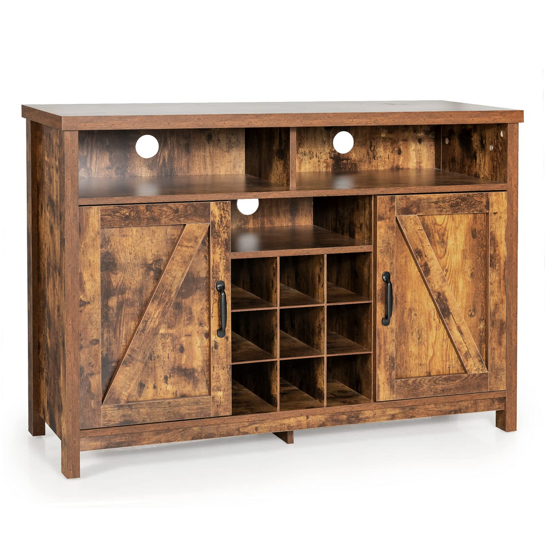 Giantex Buffet Sideboard, Farmhouse Kitchen Storage Cabinet, 9-Bottle Wine Rack & 2 Door Cabinets