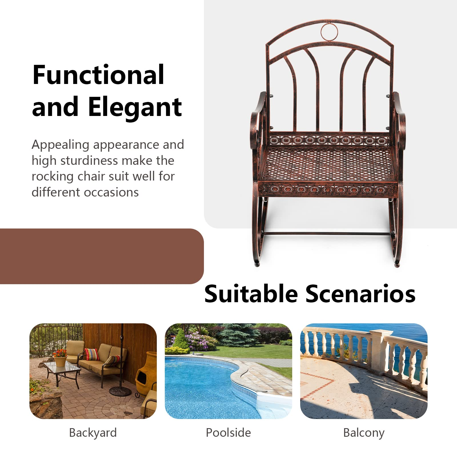 Giantex Rocking Chair Outdoor Rocker - Patio Lawn Seating Chairs