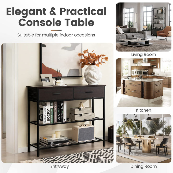 Giantex 39.5” Console Table with Storage Drawer - Entryway Table with 2 Drawers