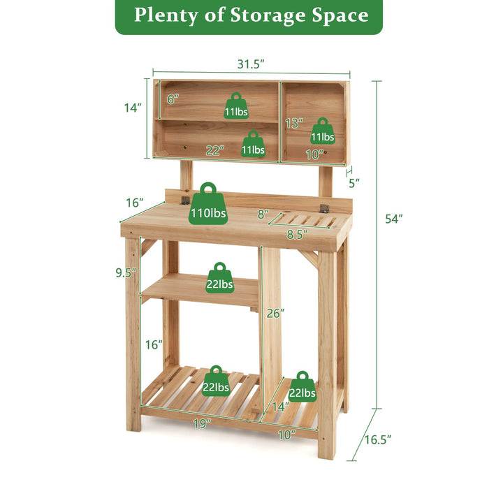 Giantex Potting Bench, Garden Potting Table with Storage Shelf