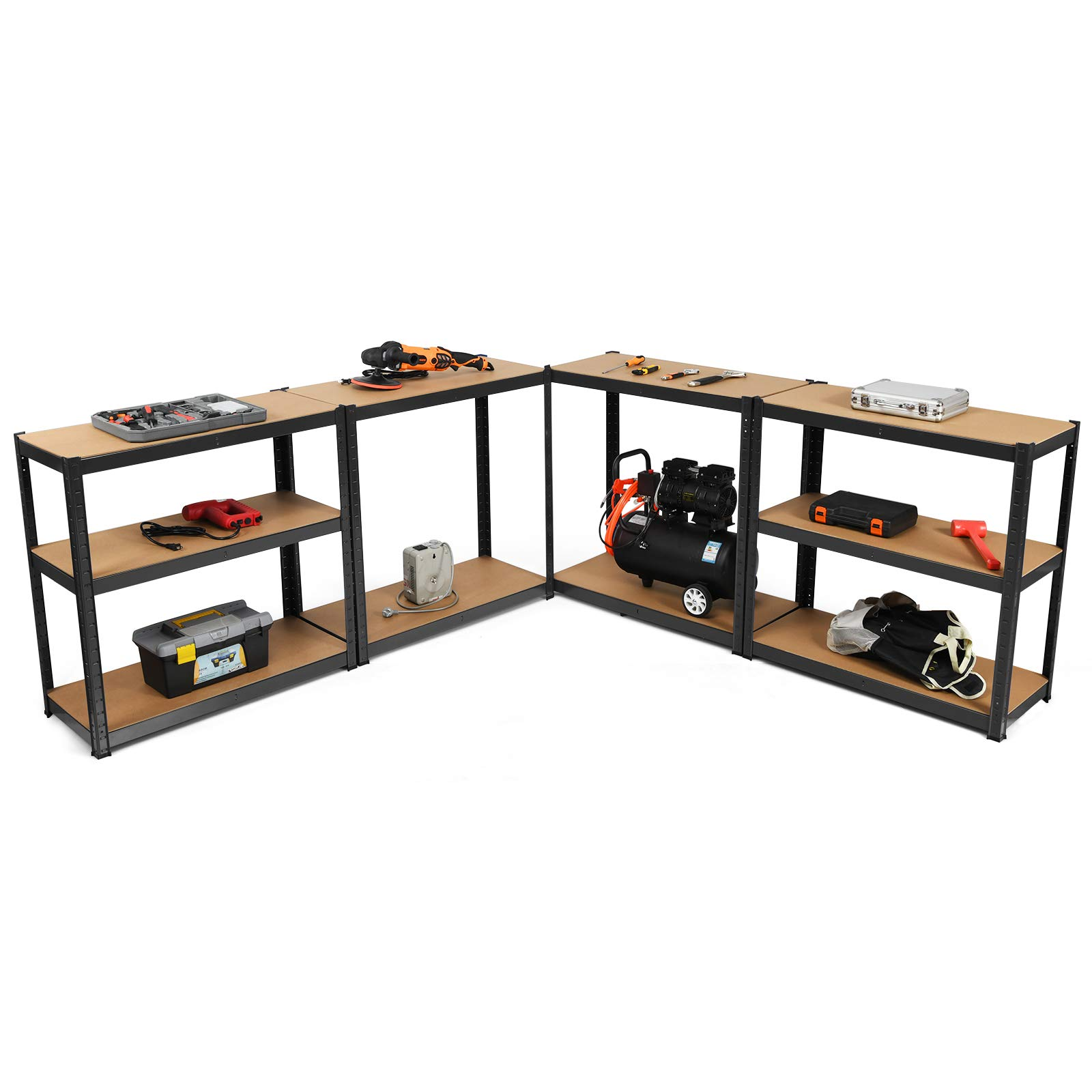 Giantex 2 Pieces Shelving Rack Storage Shelf Steel Garage Utility Rack 5-Shelf Adjustable Shelves