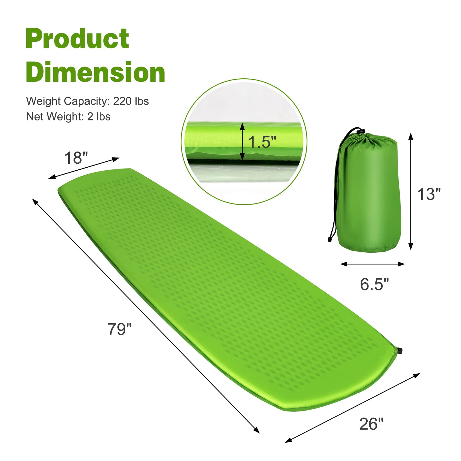 Waterproof Camping Air Mattress w/Carrying Bag for Tent | Camping Sleeping Pad