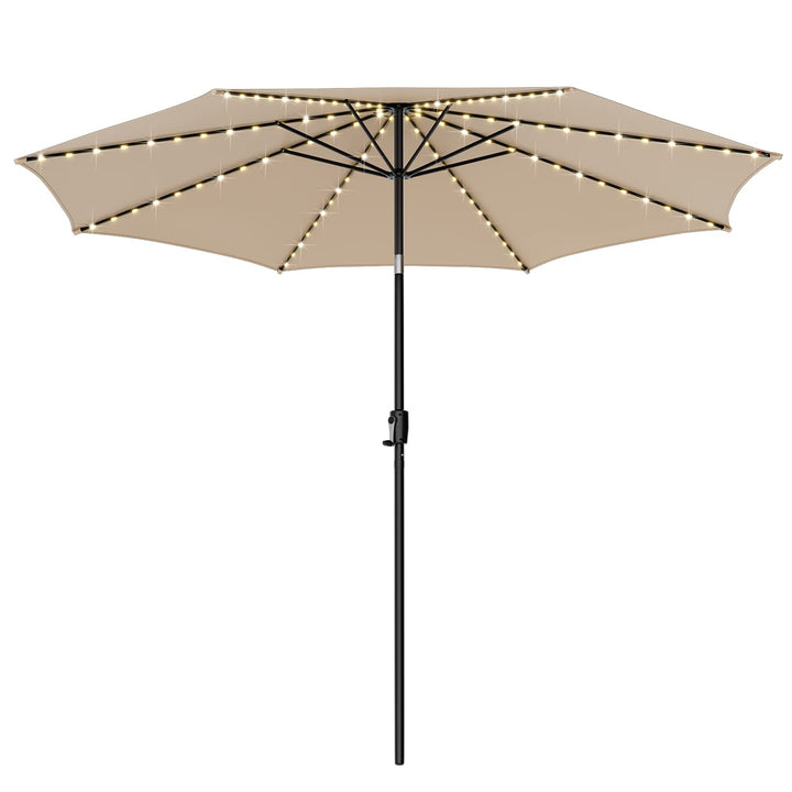 Giantex 10 ft Patio Umbrella with 112 Solar Lights, Outdoor Table Market Umbrellas with 8 Ribs