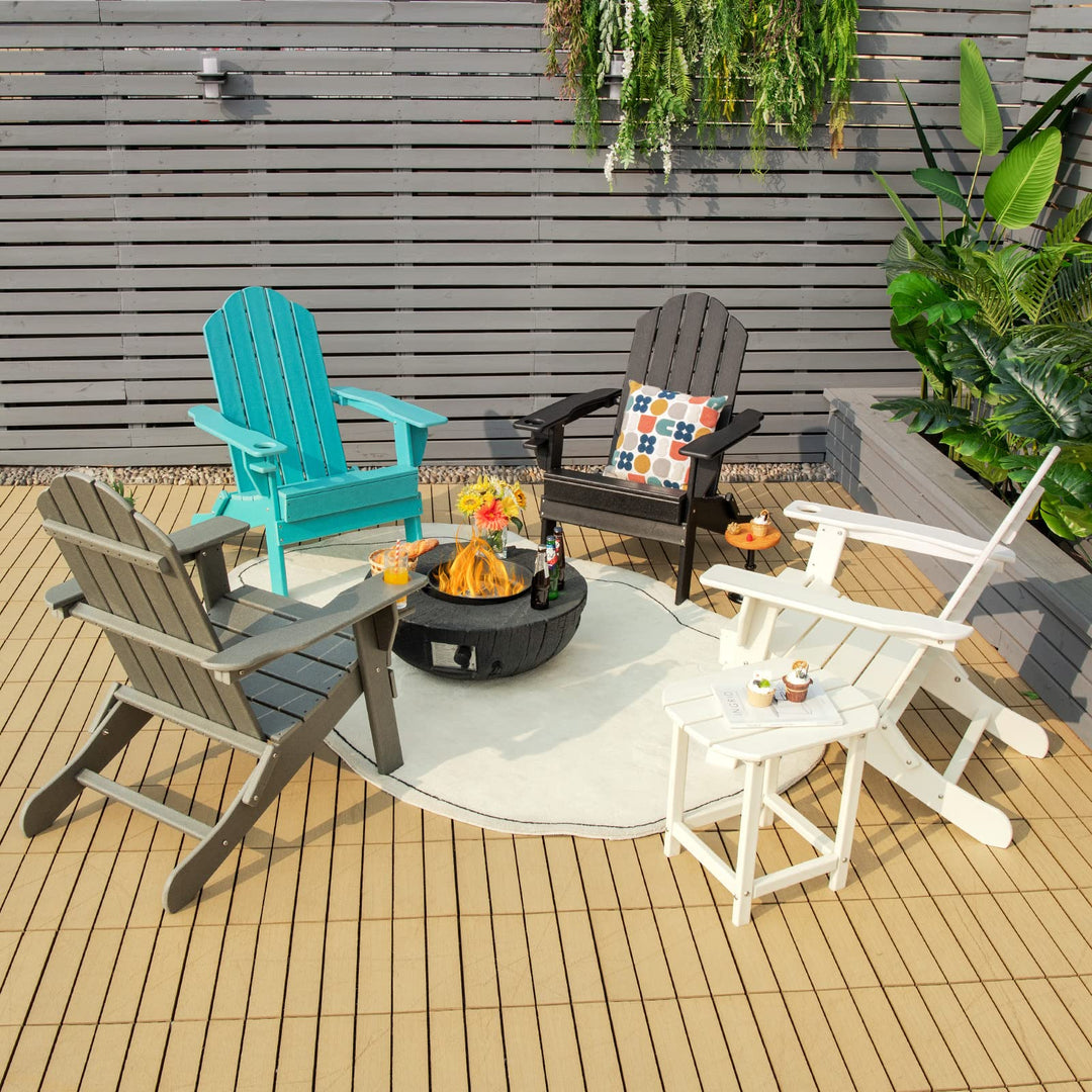Adirondack Chair Outdoor Folding Chairs, Weather Resistant Patio Chair with Built-in Cup