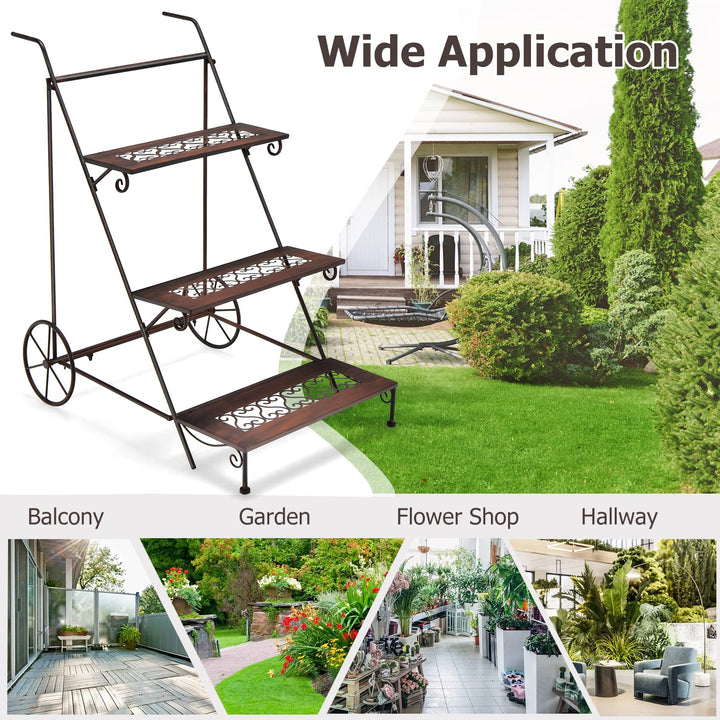 Giantex 3-Tier Metal Flower Cart