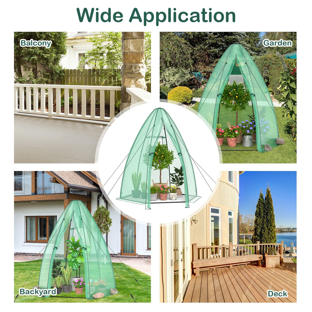 Giantex Portable Walk-in Greenhouse - 5.5’x5.5’x6’ PE Cover, Roll-up Zippered Door, Window