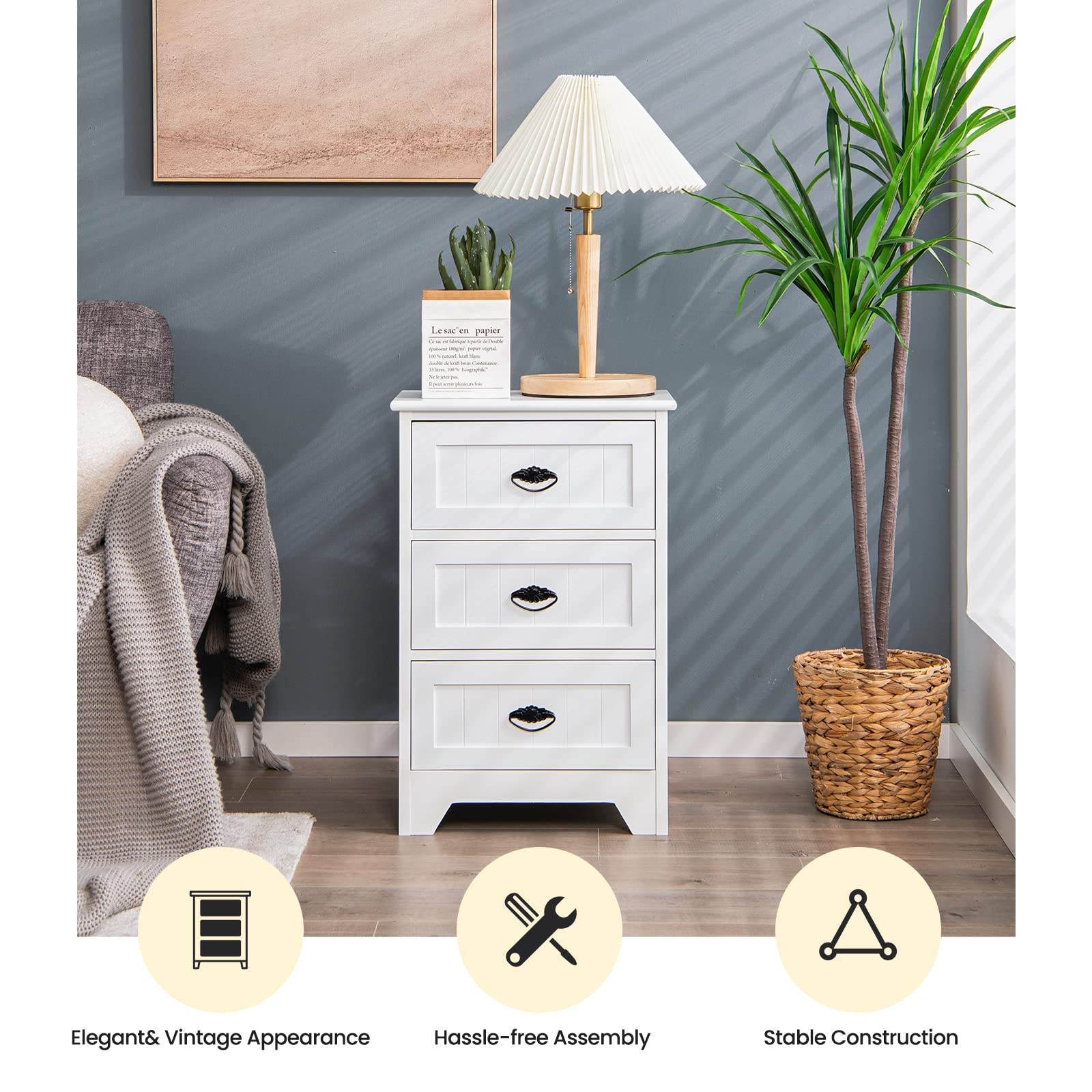 Giantex nightstand with drawers deals