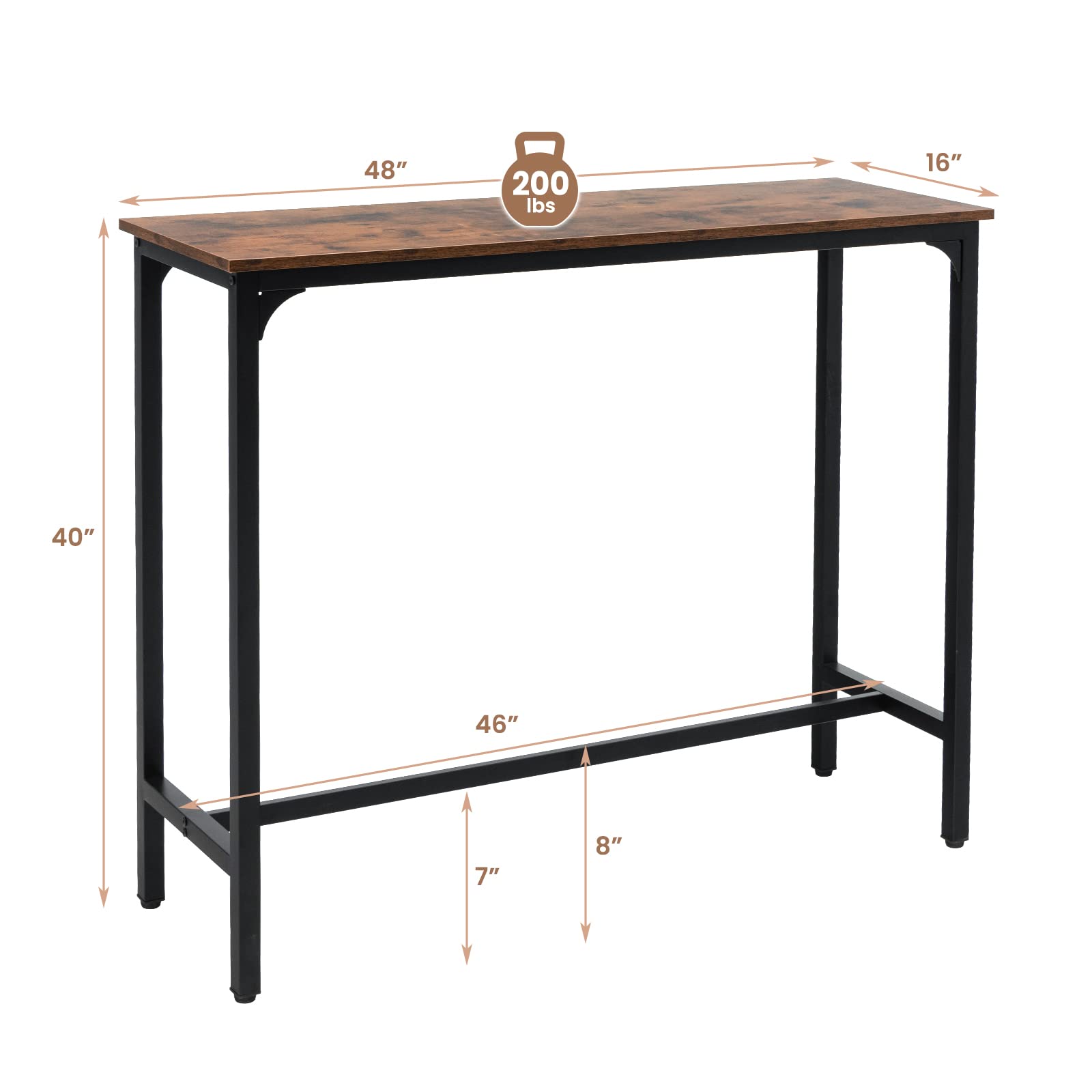 Giantex 48" Narrow Console Table - Long Bar Table, Rectangular Kitchen Dining Table