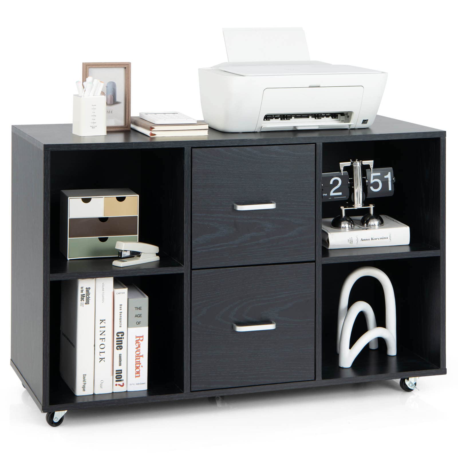 Giantex File Cabinet Office Organization - Filing Cabinet W/ 2 Drawers, 4 Open Compartments