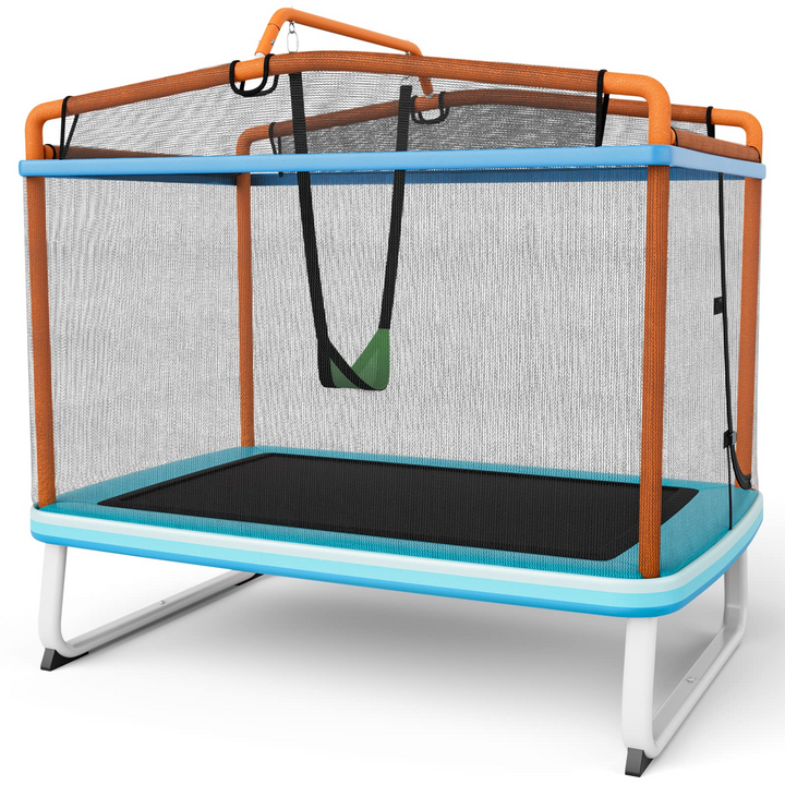 Giantex 6Ft Kids Trampoline with Swing and Horizontal Bar