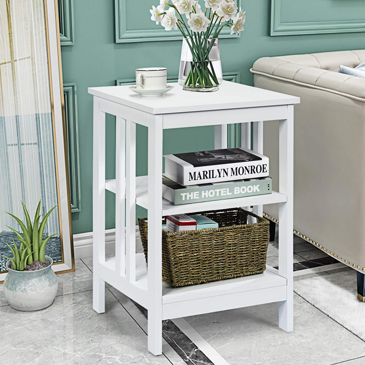 Giantex Nightstand 3-Tier Sofa Side Table W/Reinforced Bars and Stable Structure