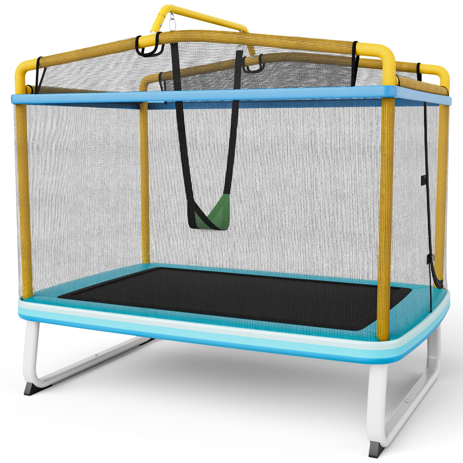 Giantex 6Ft Kids Trampoline with Swing and Horizontal Bar, ASTM Approved Small Trampoline with Net