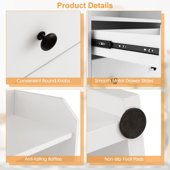 Giantex 3 Drawers Dresser for Bedroom - Modern Storage Dresser Chest of Drawers with 2 Shelves, 3 Pull-Out Drawers