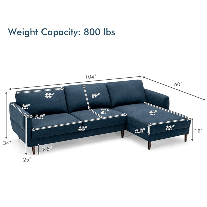 Giantex Sectional Sofa Couch Set, 3-Seat Sofa