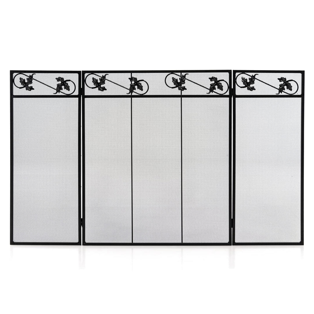 Giantex 3-Panel Fireplace Screen Black - 50 x 30 Inch Folding Antique Mesh Metal Flat Fireplace Screen