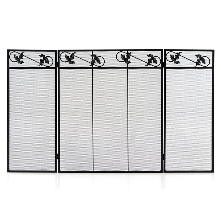 Giantex 3-Panel Fireplace Screen Black - 50 x 30 Inch Folding Antique Mesh Metal Flat Fireplace Screen