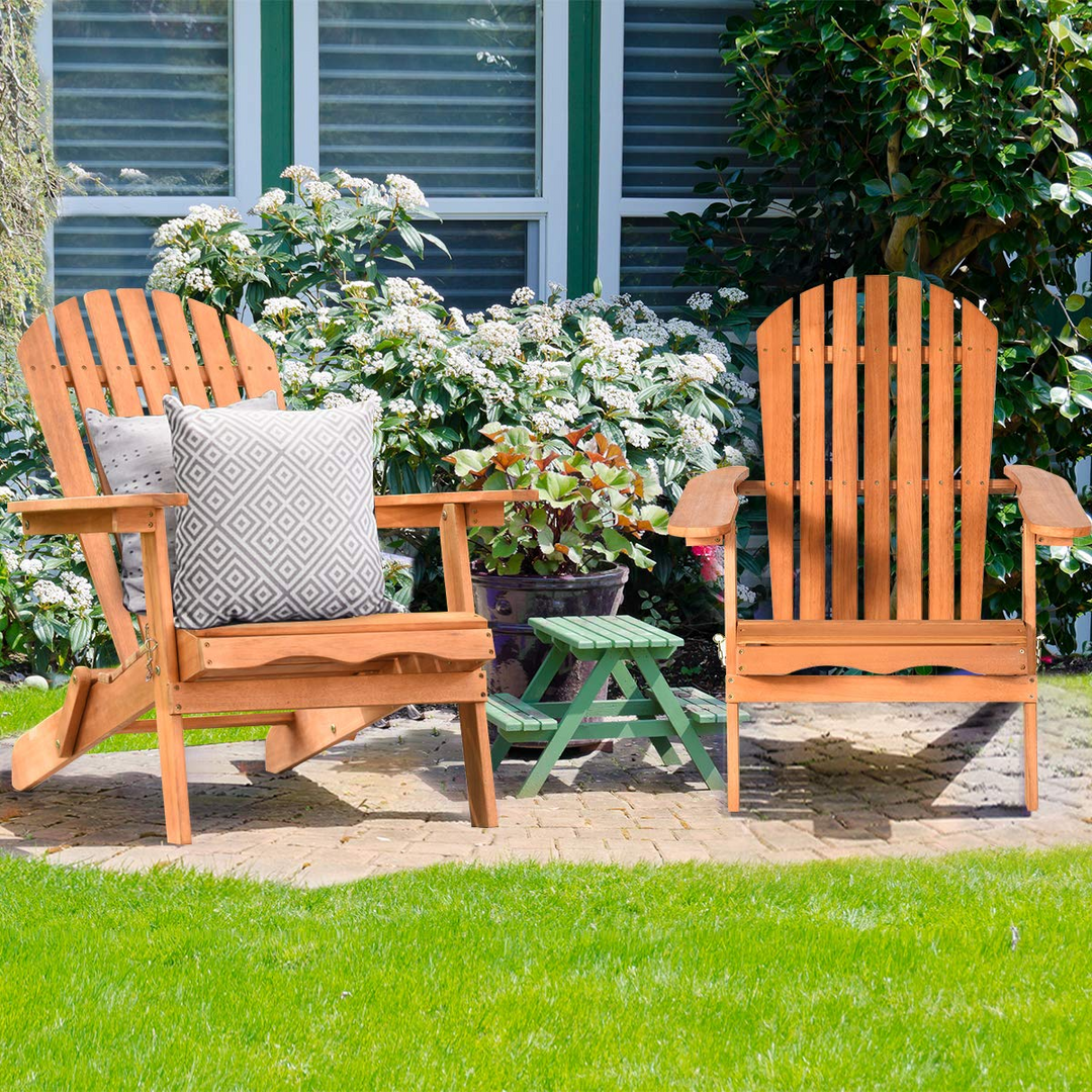 Giantex Adirondack Chair Wooden and Foldable Outdoor Lounger Chair 34"X28"X35.5"