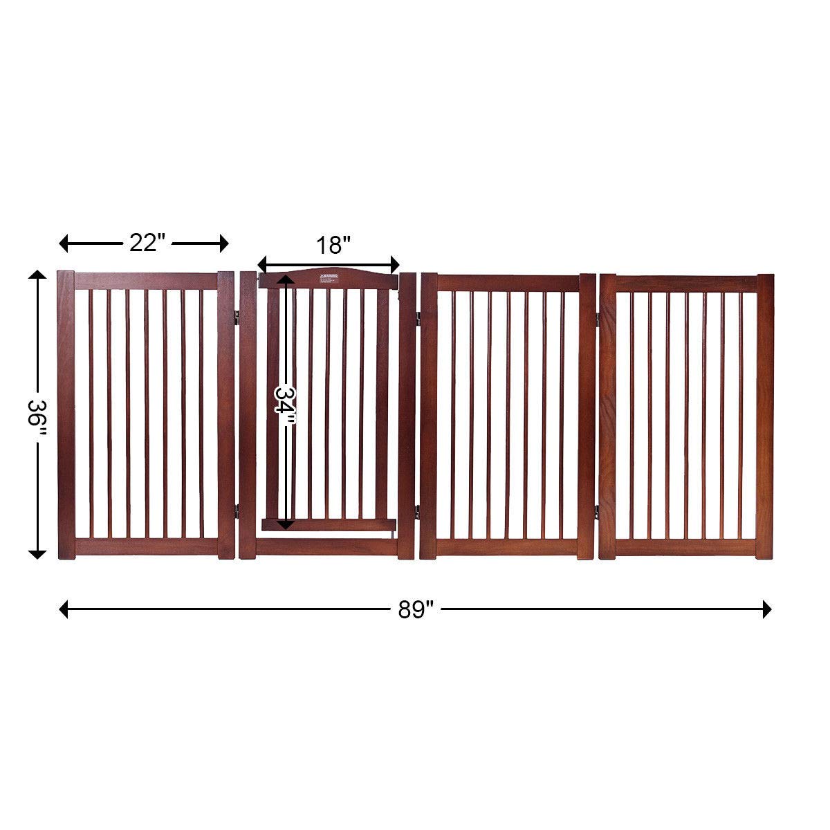 36'' Configurable Folding Free Standing Panel Wood Pet Dog Safety Fence