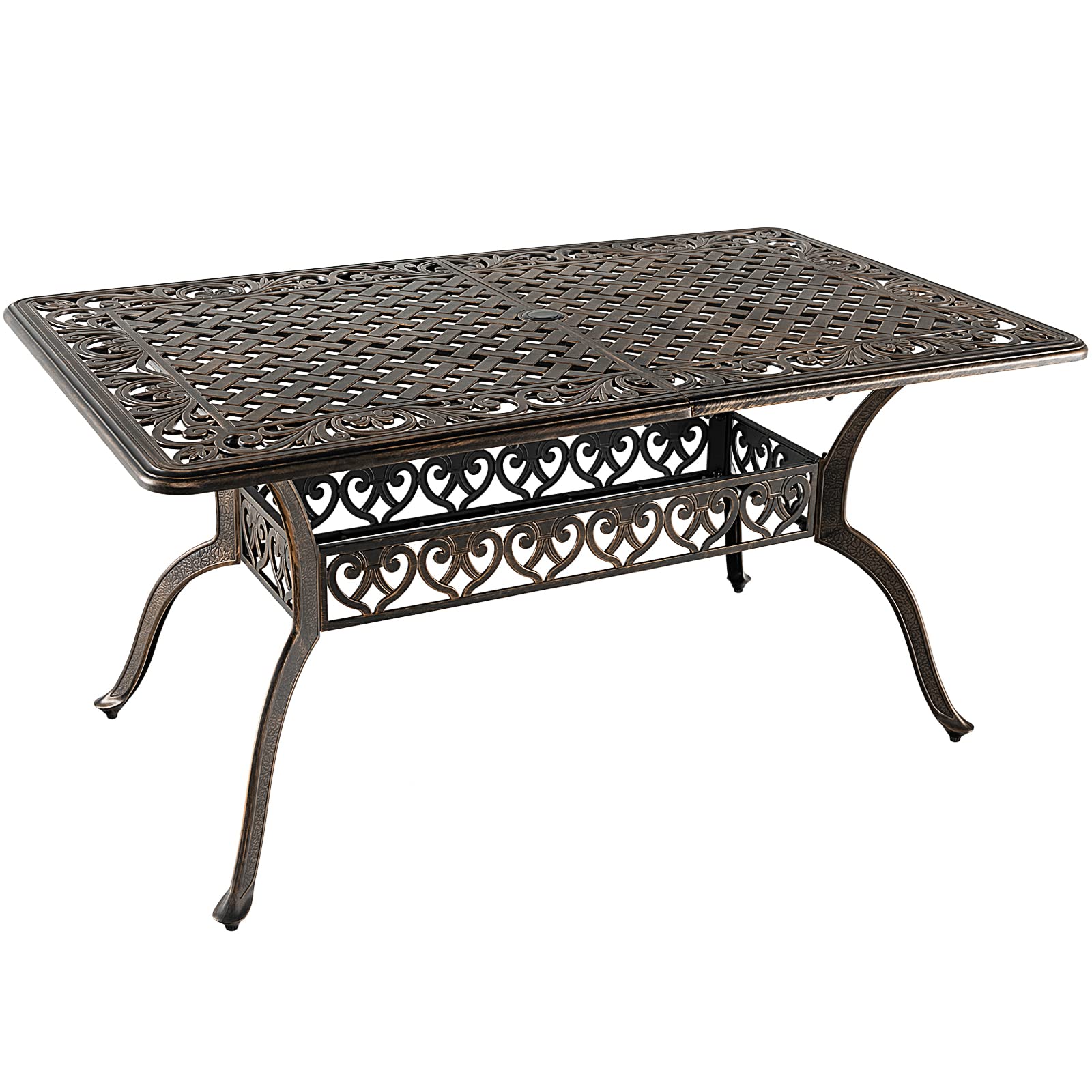 Giantex Patio Dining Table, Cast Aluminum Outdoor Table for 6 or 8 Persons, Heavy-Duty Structure