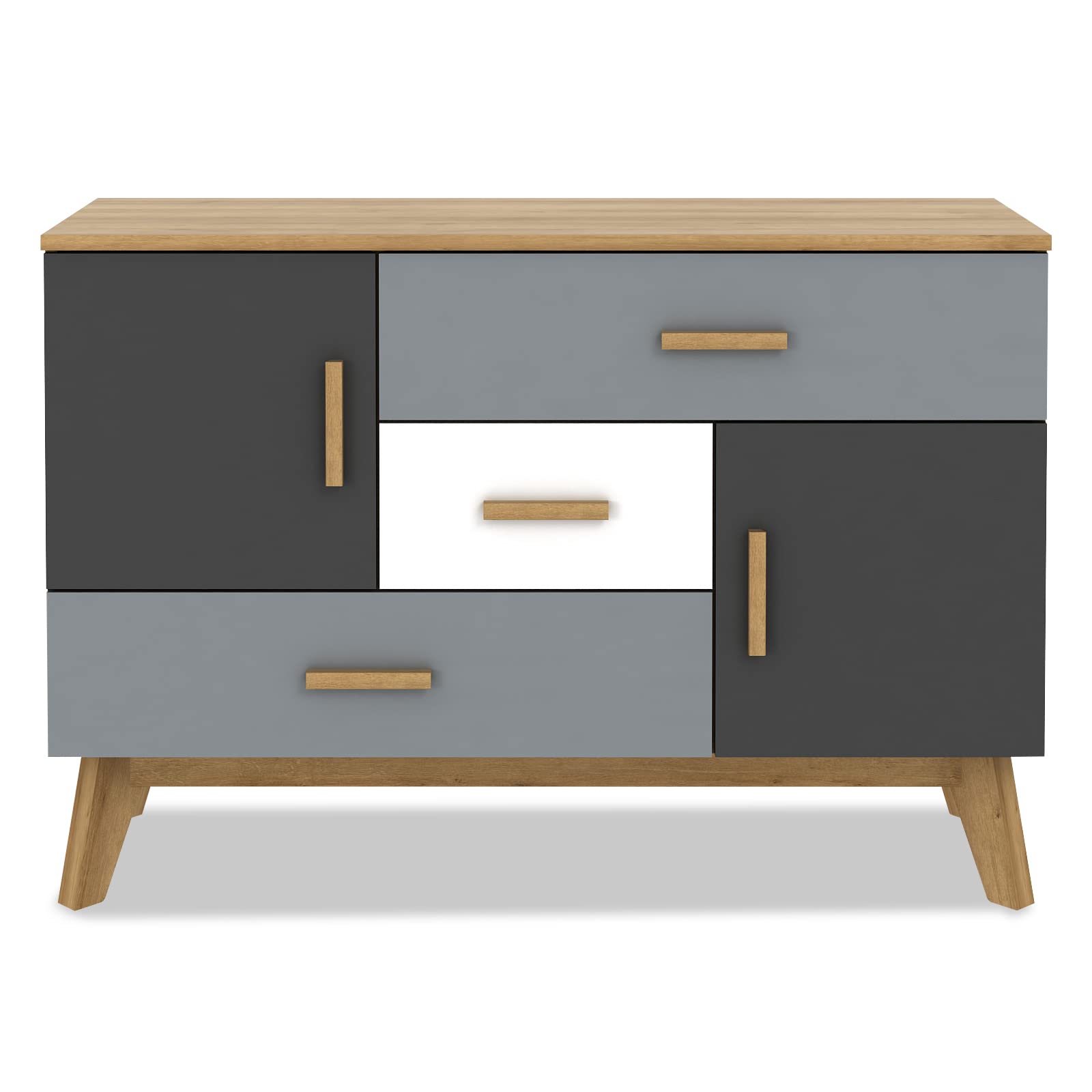 Free-Standing Storage Cabinet, Floor Cabinet with 2 Doors & 3 Drawers
