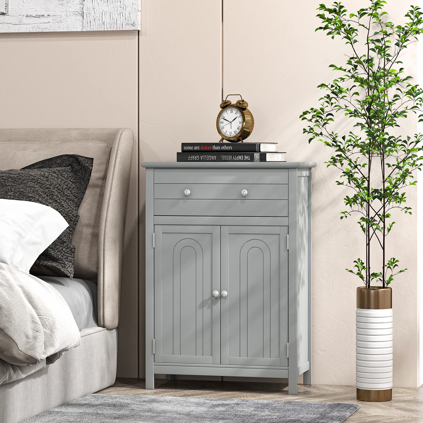 Giantex Bathroom Storage Cabinet with Drawer - Floor Cabinet with Doors, Adjustable Shelf