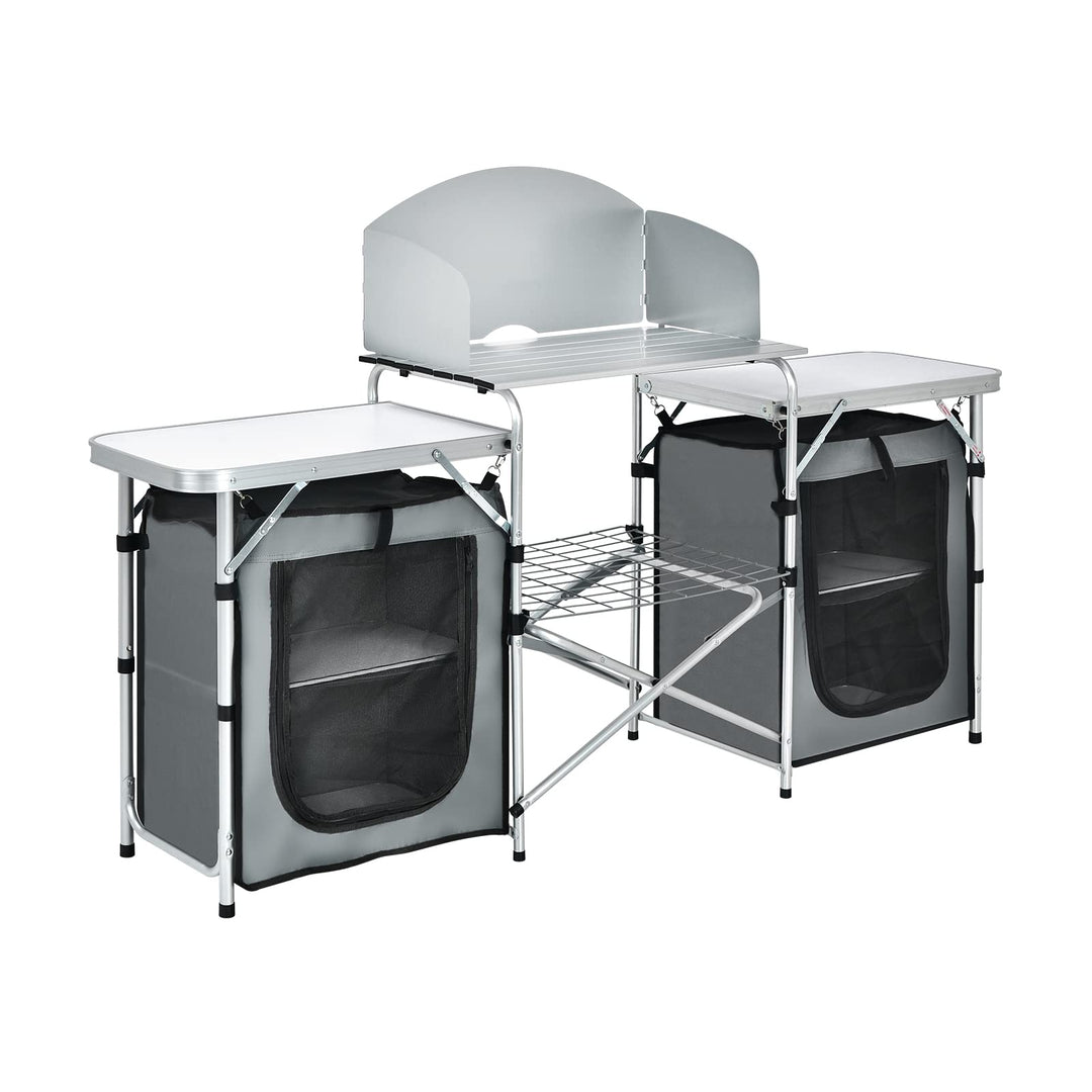 Giantex Folding Camping Kitchen Table w/ 2 Storage Organizer