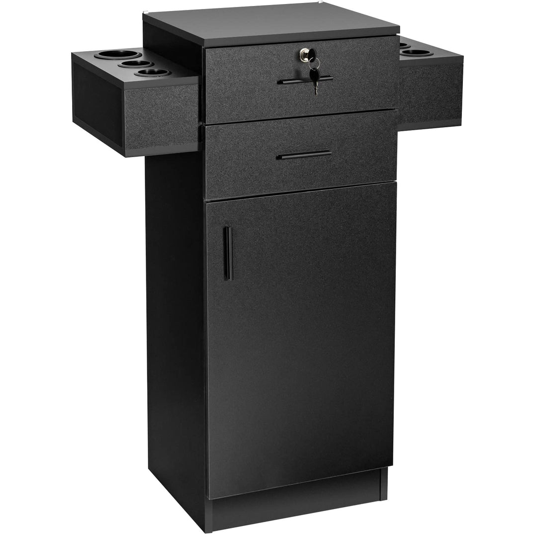 Salon Station Storage Cabinet for Hair Stylist, Black