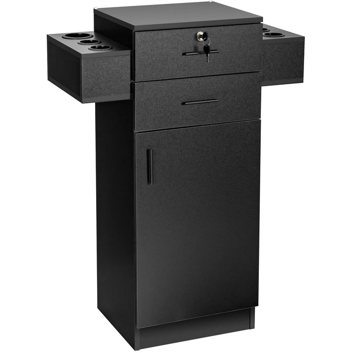 Salon Station Storage Cabinet for Hair Stylist, Black