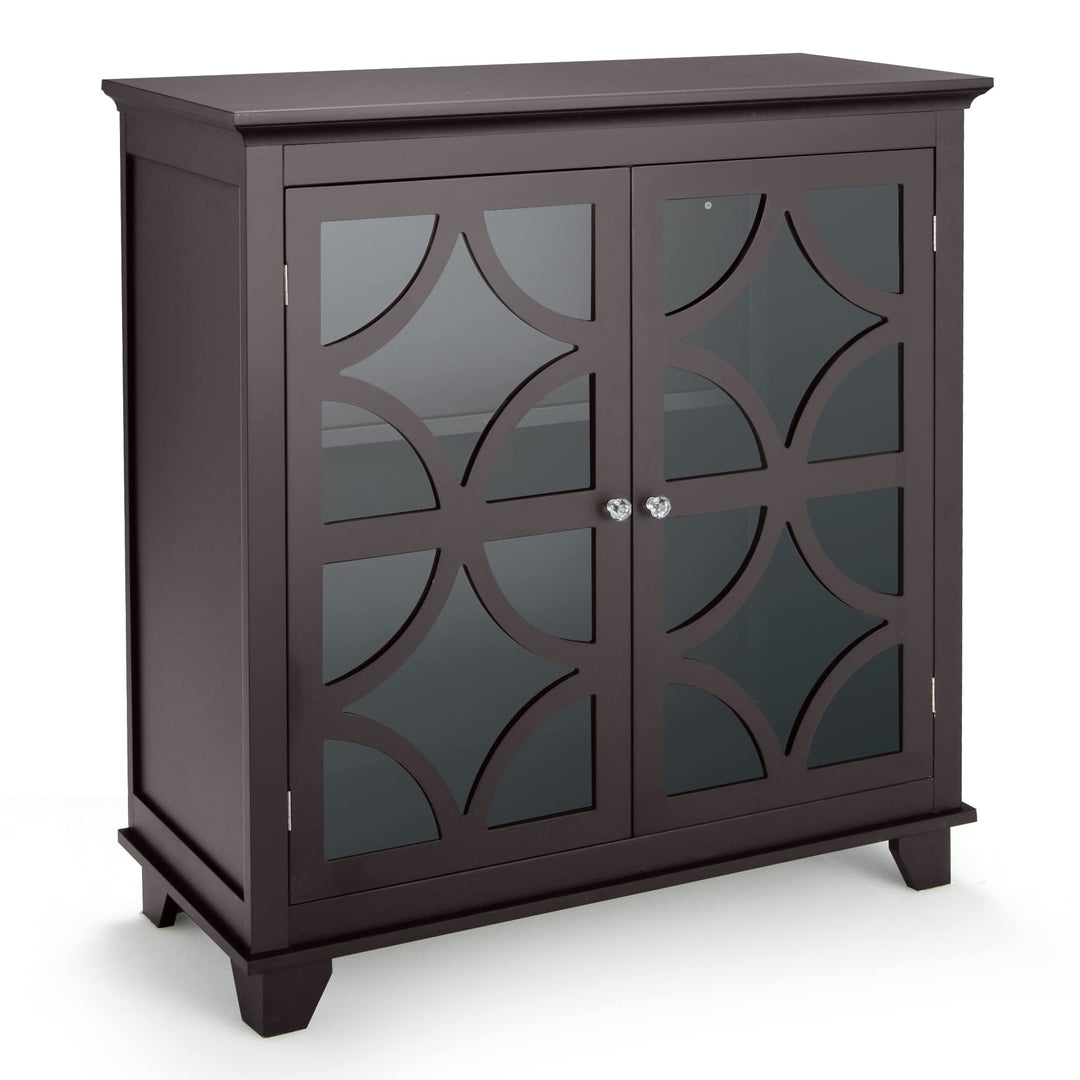 Giantex Buffet Sideboard, Freestanding Kitchen Cupboard w/Adjustable Shelf, 2 Decorative Glass Doors