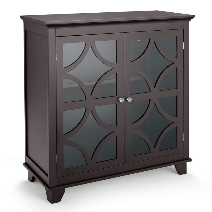 Giantex Buffet Sideboard, Freestanding Kitchen Cupboard w/Adjustable Shelf, 2 Decorative Glass Doors