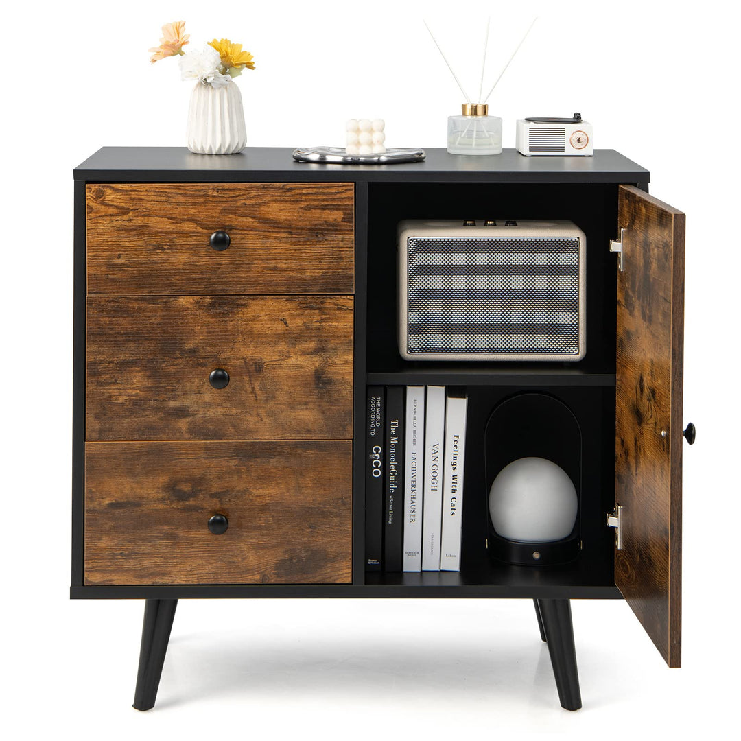 Giantex Storage Cabinet with 3 Drawers - Wood Buffet Sideboard W/Adjustable Shelf